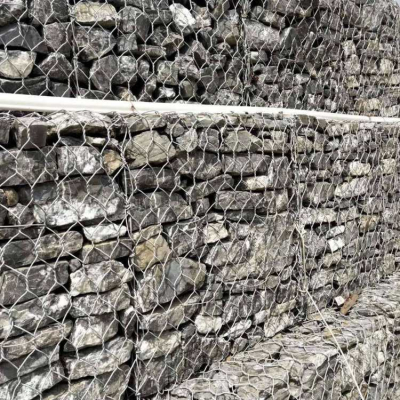 Galfan Coated Gabion Box Filled With Stone As Retaining Wall Fence